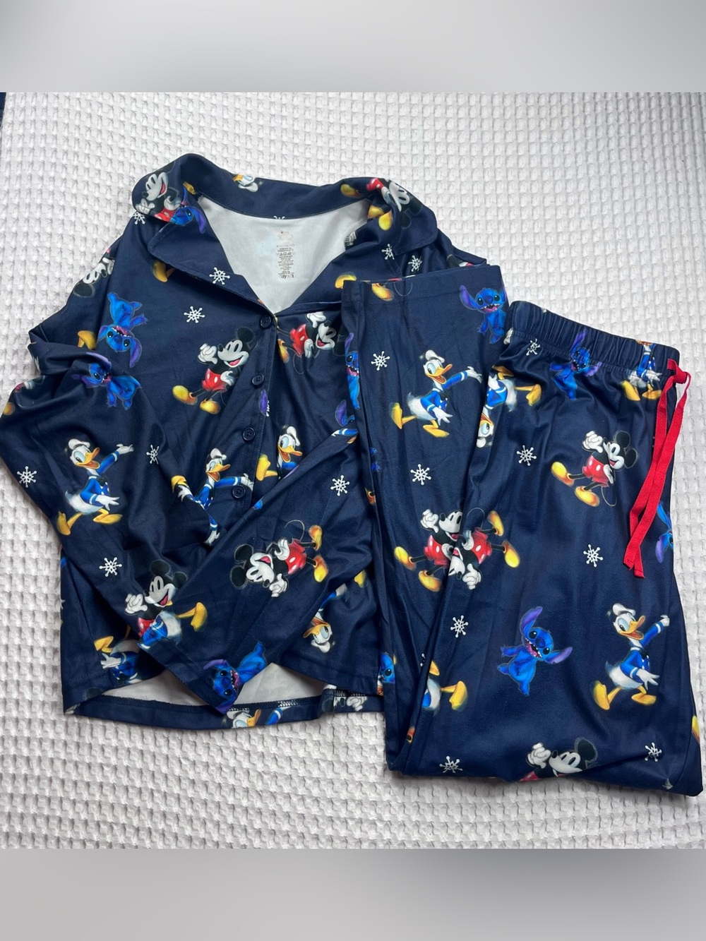 Disney 100 Mickey Mouse Stitch Donald Duck Christmas Pajama Set M